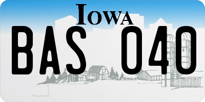 IA license plate BAS040
