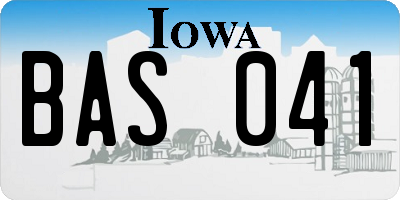 IA license plate BAS041