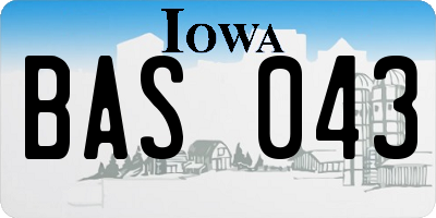 IA license plate BAS043