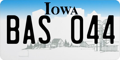IA license plate BAS044
