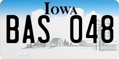 IA license plate BAS048