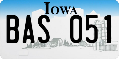 IA license plate BAS051