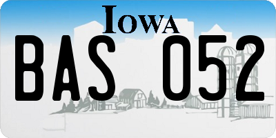 IA license plate BAS052