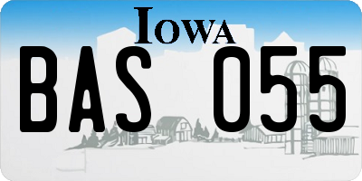 IA license plate BAS055
