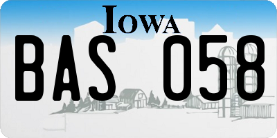 IA license plate BAS058