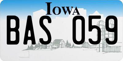 IA license plate BAS059