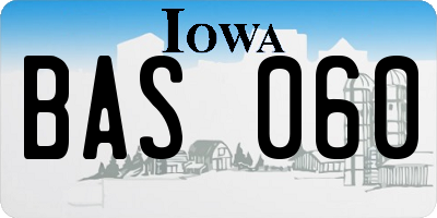 IA license plate BAS060