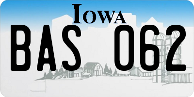 IA license plate BAS062