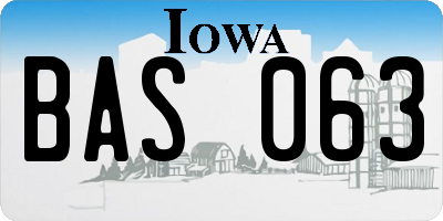 IA license plate BAS063