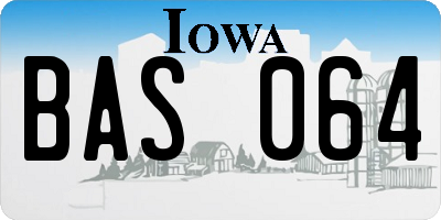 IA license plate BAS064