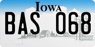 IA license plate BAS068