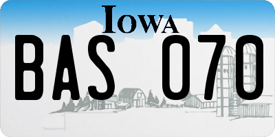 IA license plate BAS070