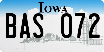 IA license plate BAS072