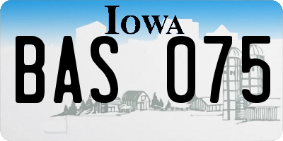 IA license plate BAS075
