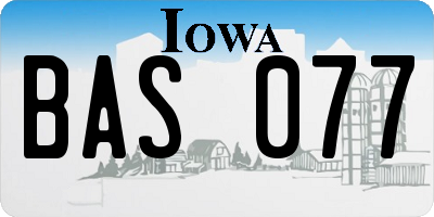 IA license plate BAS077
