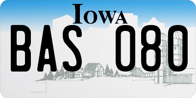 IA license plate BAS080
