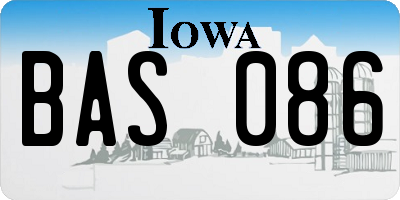 IA license plate BAS086
