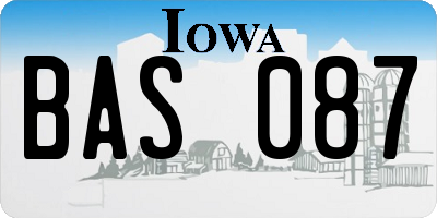 IA license plate BAS087