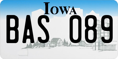 IA license plate BAS089