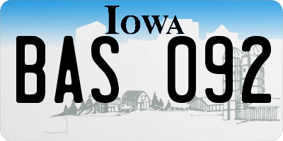 IA license plate BAS092