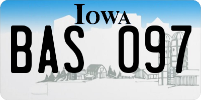 IA license plate BAS097