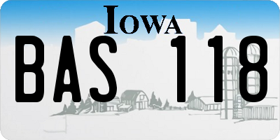 IA license plate BAS118