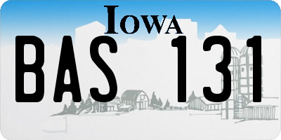 IA license plate BAS131
