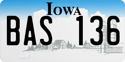 IA license plate BAS136