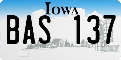 IA license plate BAS137