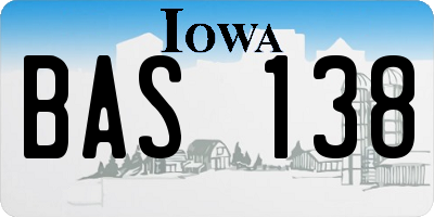IA license plate BAS138