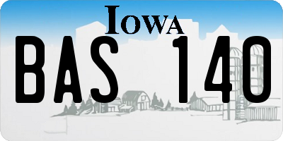 IA license plate BAS140