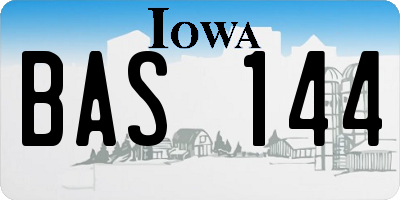 IA license plate BAS144