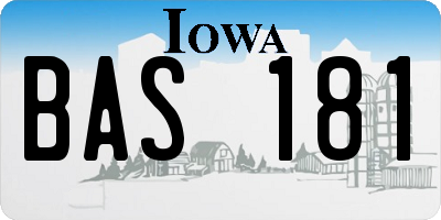 IA license plate BAS181