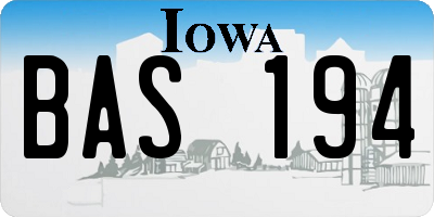 IA license plate BAS194