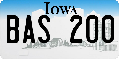 IA license plate BAS200