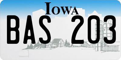 IA license plate BAS203