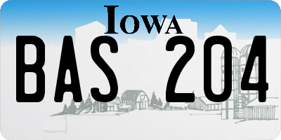 IA license plate BAS204
