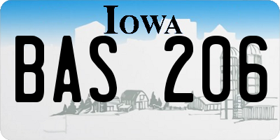 IA license plate BAS206