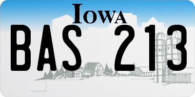 IA license plate BAS213