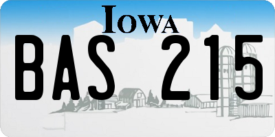 IA license plate BAS215