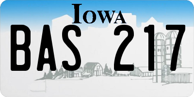 IA license plate BAS217
