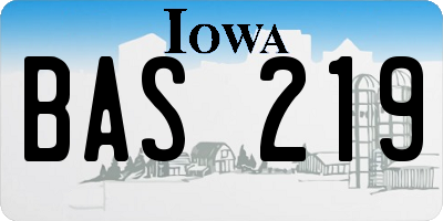 IA license plate BAS219