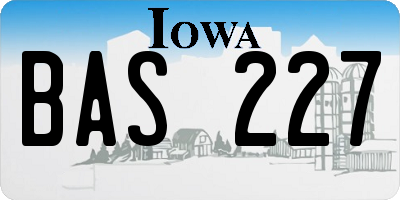 IA license plate BAS227