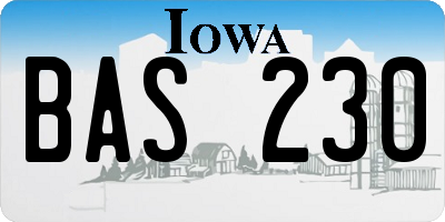 IA license plate BAS230