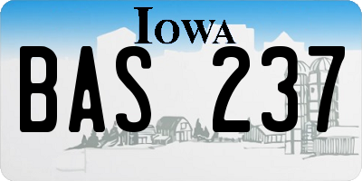 IA license plate BAS237
