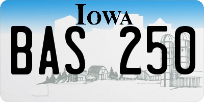 IA license plate BAS250