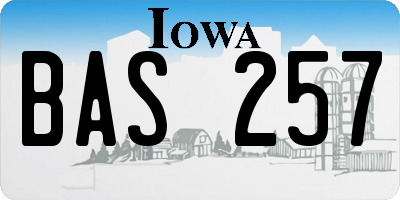 IA license plate BAS257