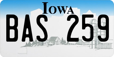 IA license plate BAS259