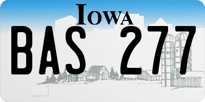 IA license plate BAS277