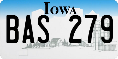 IA license plate BAS279